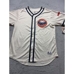 True Fan Houston Astros Cooperstown Collection Jersey Cream Navy Mens Large NEW